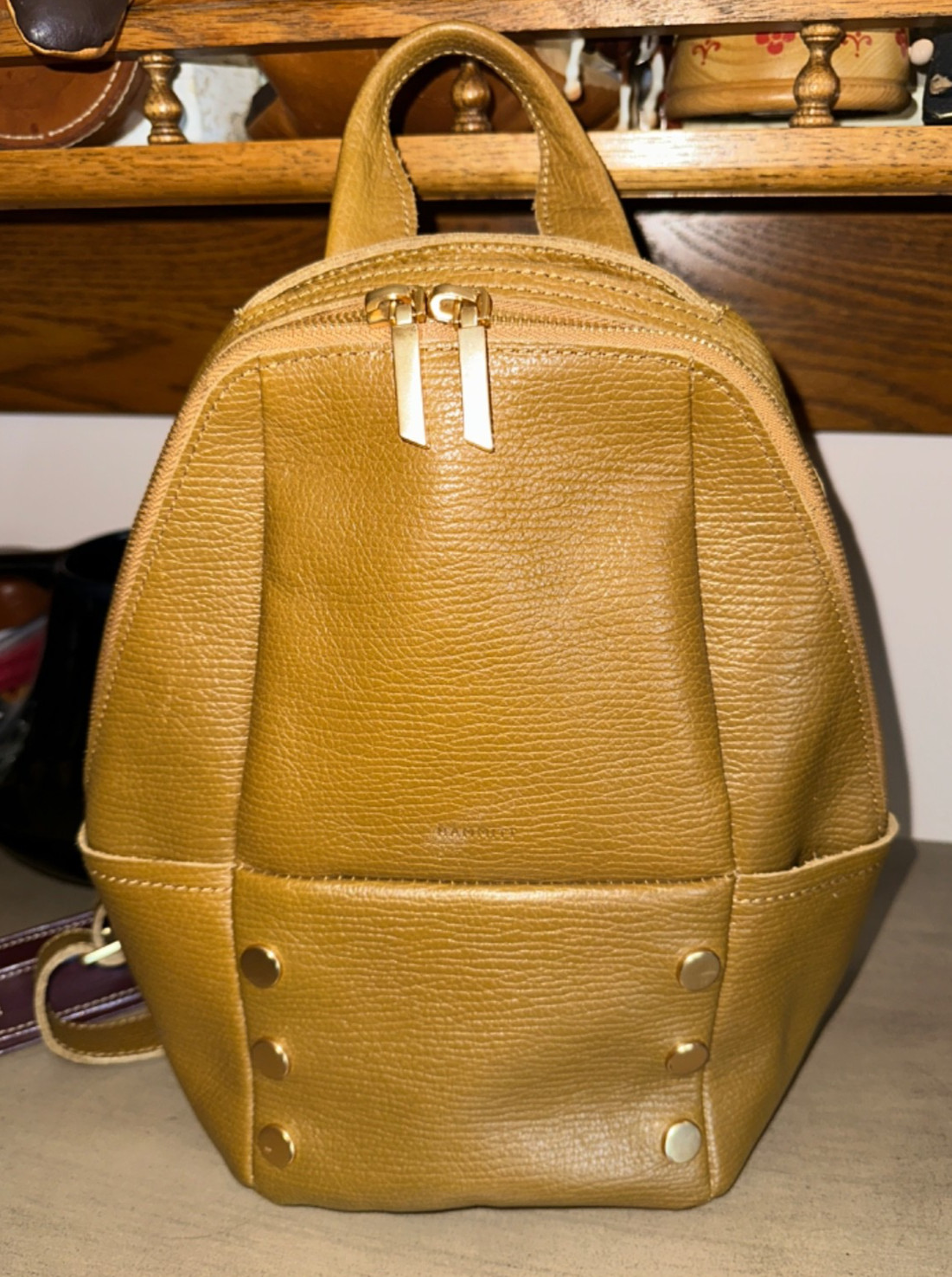 HAMMITT Hunter Medium backpack Toast tan/Brushed Gold pebbled leather EUC 2022