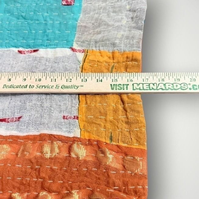 Kantha Stitch Tote Hobo Bag Large Multicolor Patchwork Boho India Sari Artisan