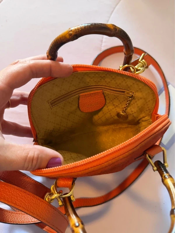 Gucci Bamboo Mini Satchel – Vibrant Orange Suede