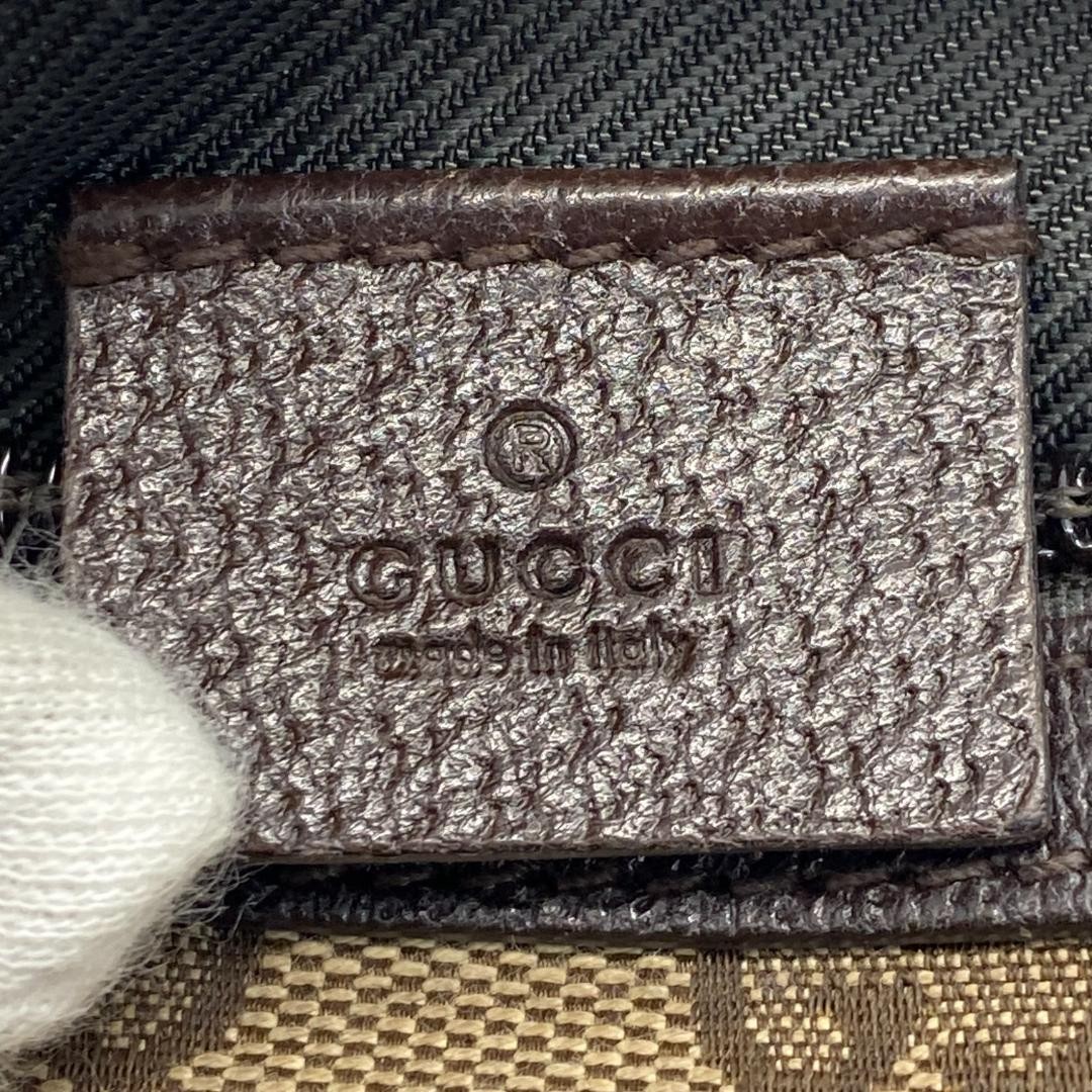 GUCCI GG Canvas Pouch Beige X Brown Women Auth 3.14 x 5.90 x 2.75inch