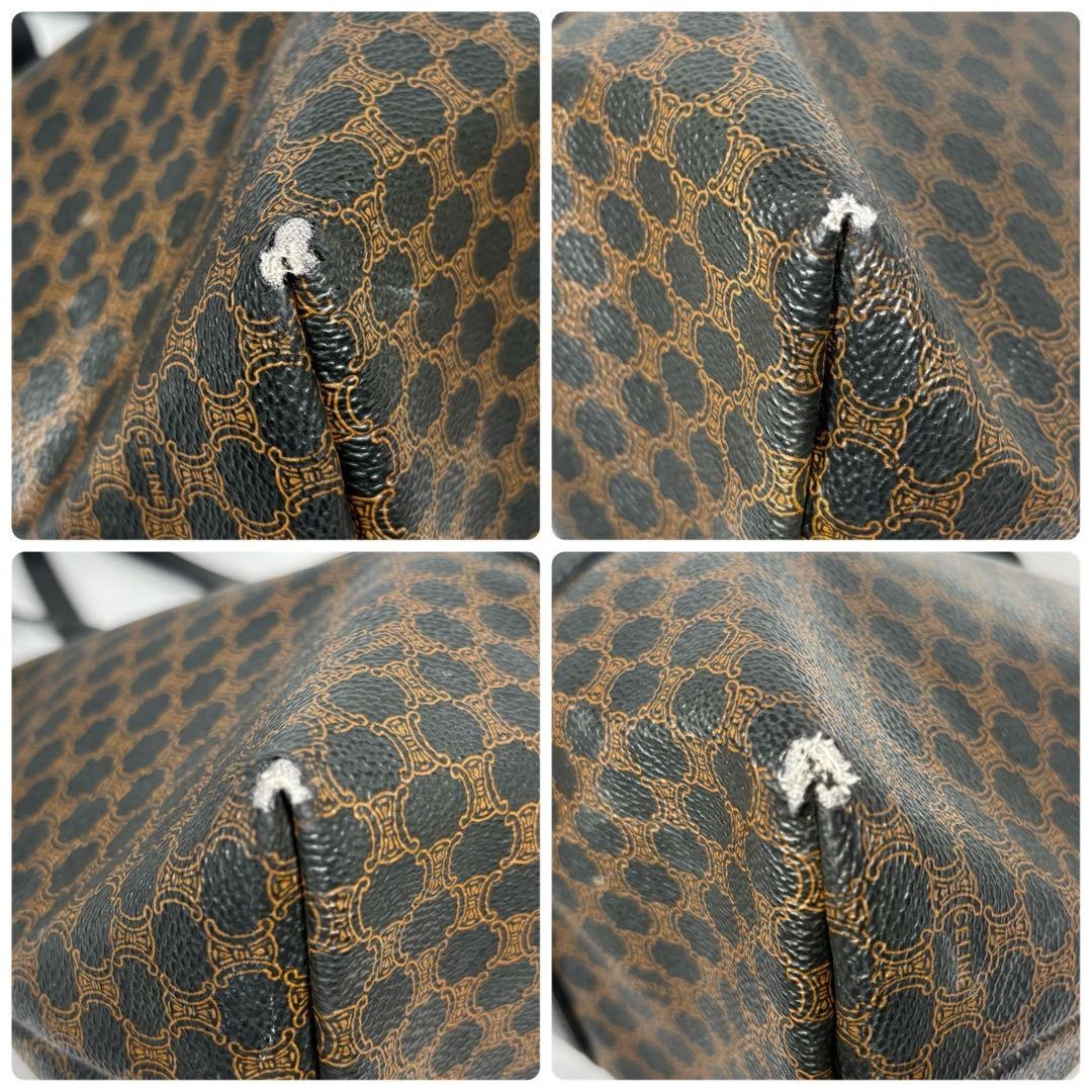 CELINE Vintage Macadam Triomphe Large Tote Bag Shoulder Purse Brown Leather