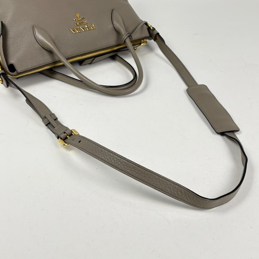 Prada 2WAY Leather Gray Shoulder Bag 1BA157 #BS4066