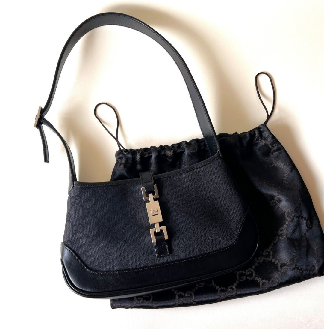 GUCCI by Tom Ford Black GG Monogram Mini Jackie Bag from early 2000s Authentic