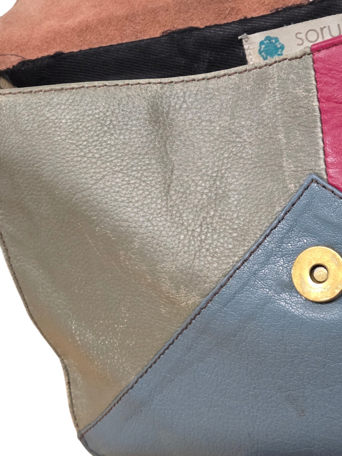 Soruka Colorblock Leather Crossbody Shoulder Bag Y2K Cottagecore Grunge Indie
