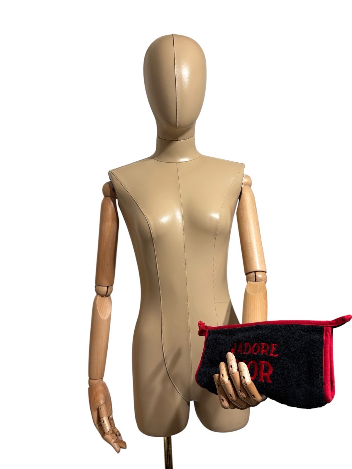 Vtg Christian Dior by John Galliano Black & Red Terry Cloth Pouch Bag