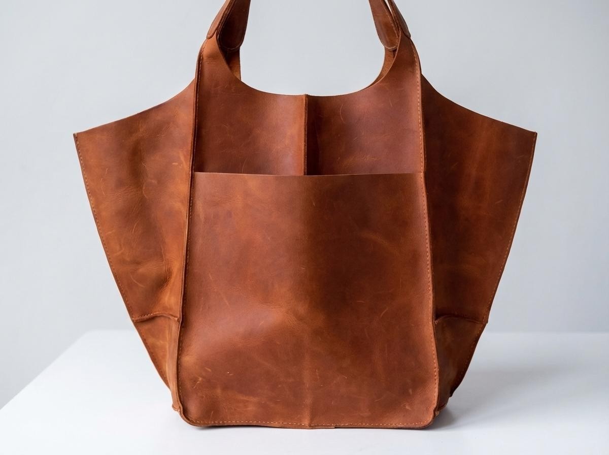 Genuine leather tote bag, Cognac hobo bag, Woman shoulder bag