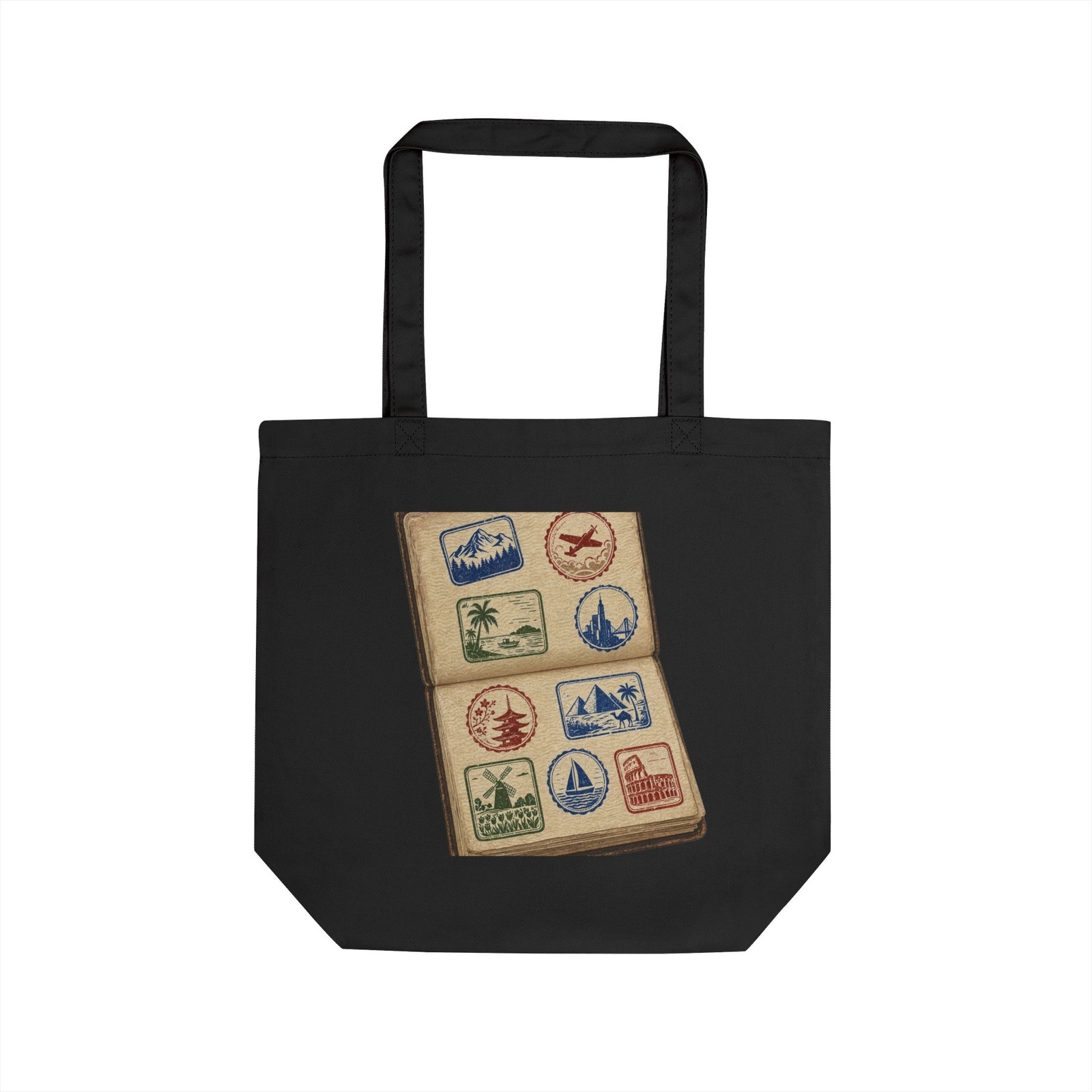 Passport Stamp Tote Bag Travel Shopping Eco Friendly Made in USA