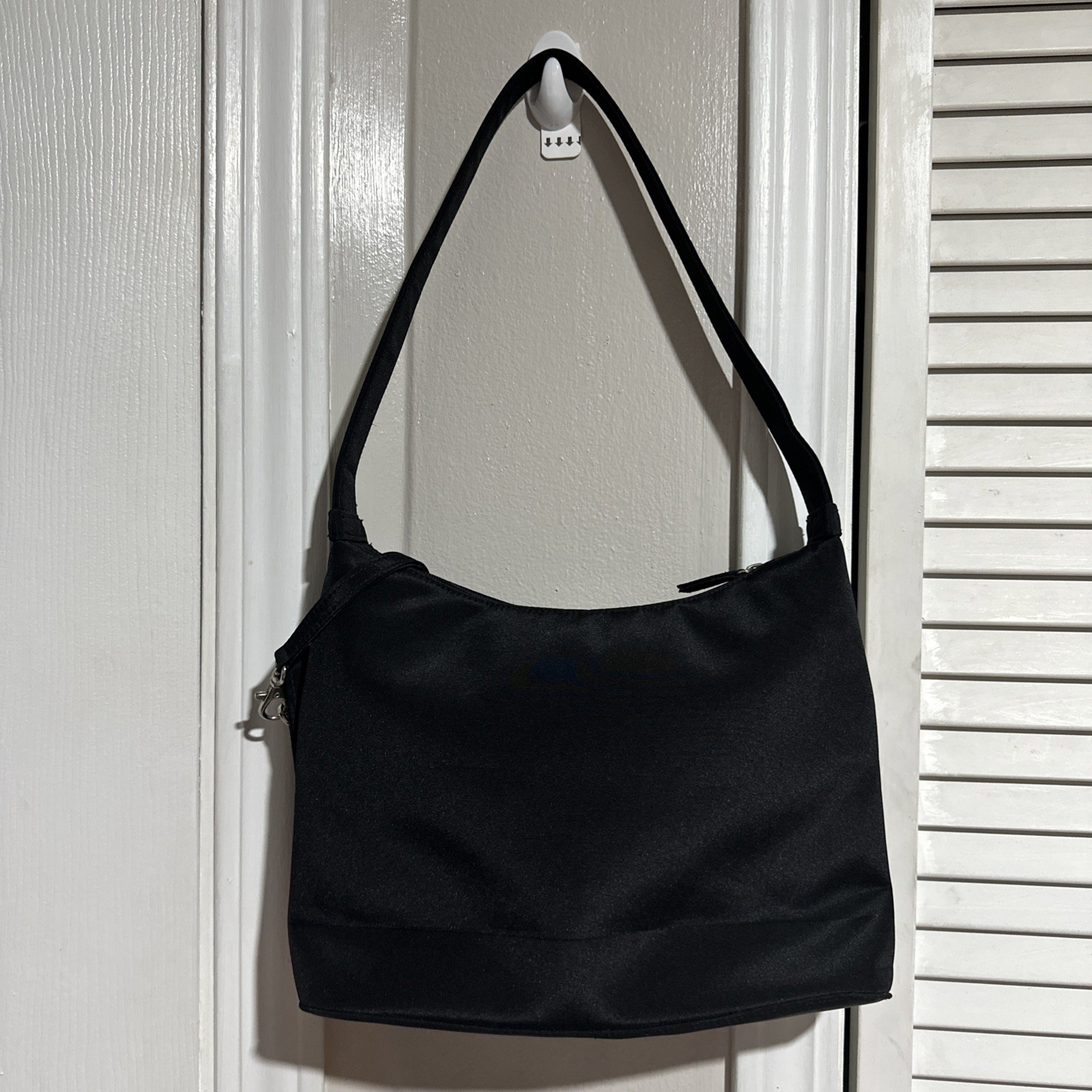 Croft & Barrow Black Nylon Shoulder Bag Purse Hobo Handbag w/ Pouch