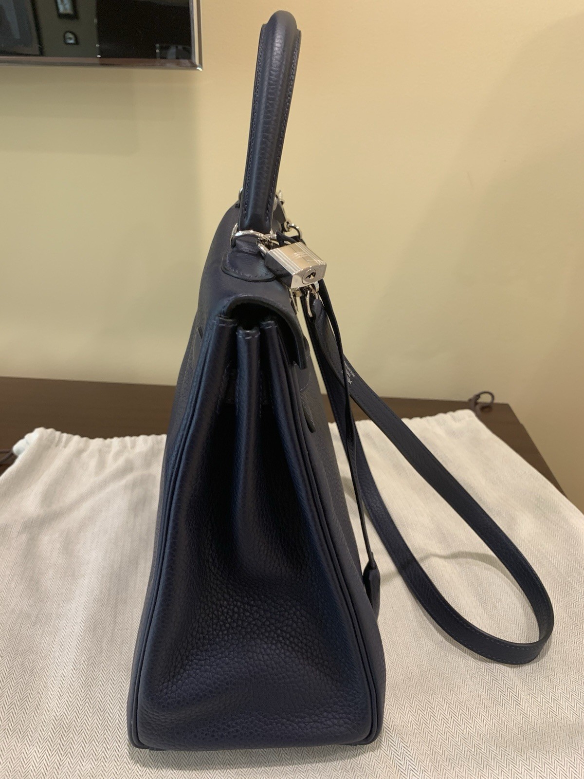 Hermes Blue Nuit Kelly 35 Retourne Taurillon Clemence