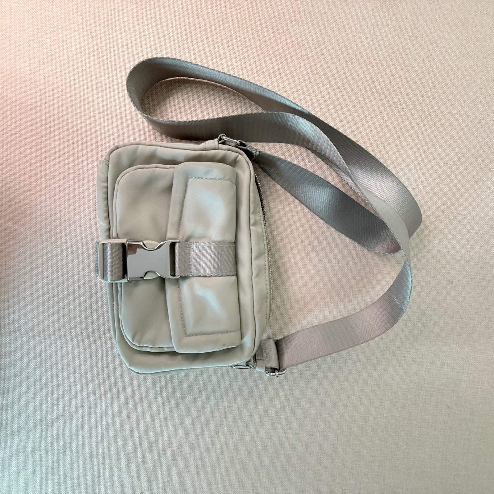 HM pale green Nylon Crossbody Bag Utility Buckle Streetwear Shoulder Bag