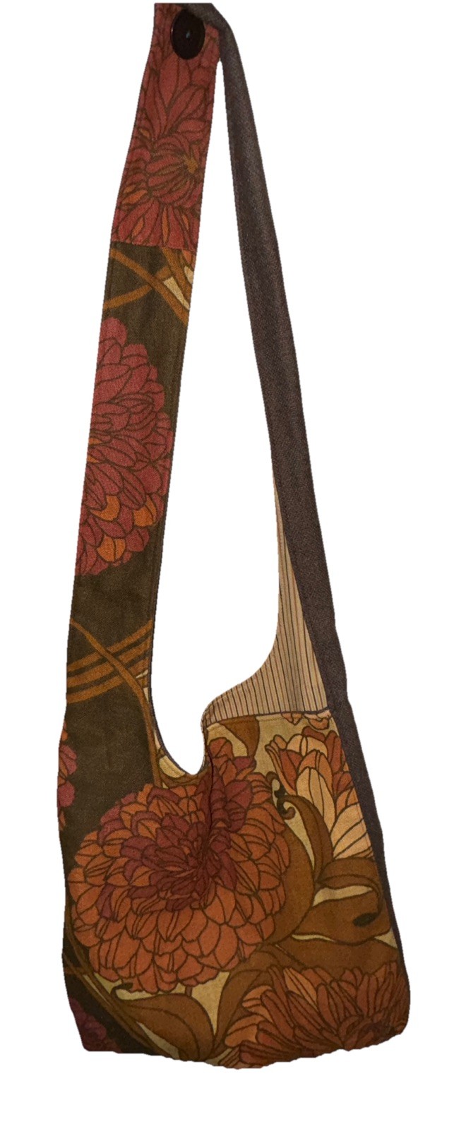 Nicola Jade Hobo Purse Crossbody Bag Boho Floral Earthtones Wool Blend 14 X 13”