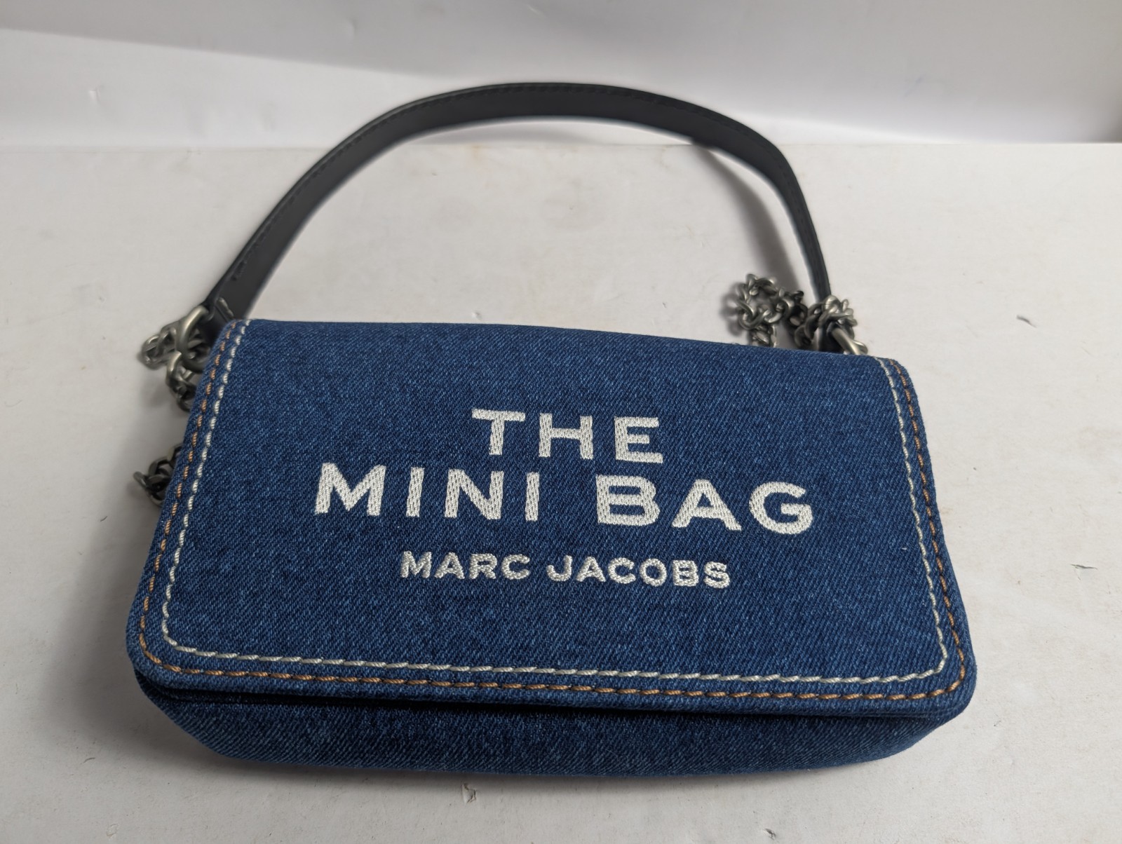 NWT Marc Jacobs The Mini Bag Denim Crossbody Shoulder Bag Wallet Chain