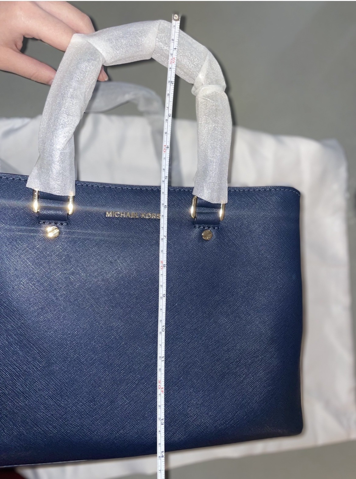 Michael Kors Savannah Satchel Leather Admiral Navy Blue