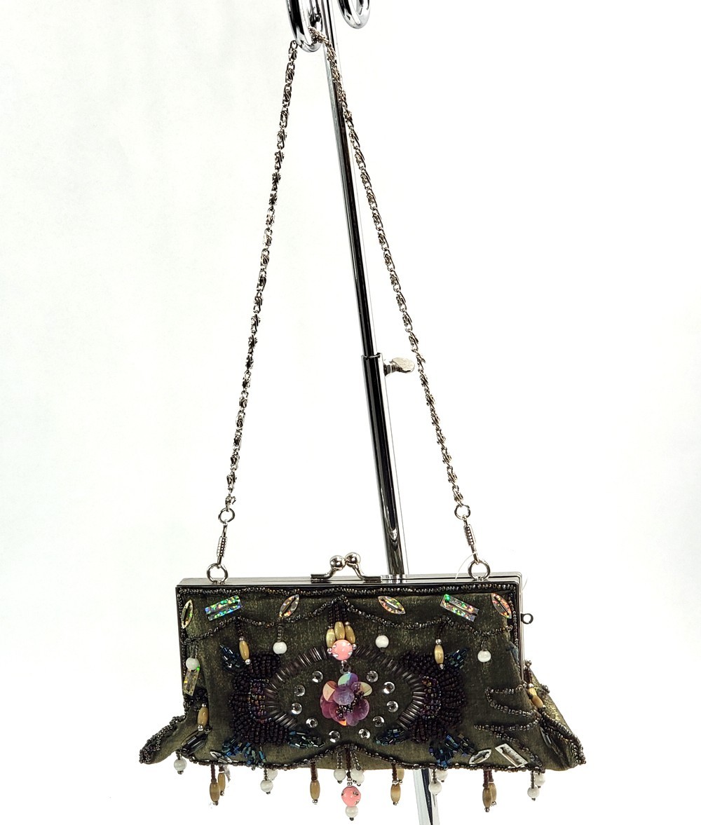 Sequined Beaded Evening Bag with Crossbody Chain Style #73,74,75,76