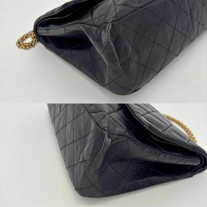 CHANEL Black Calfskin 2.55 Jumbo Flap Bag