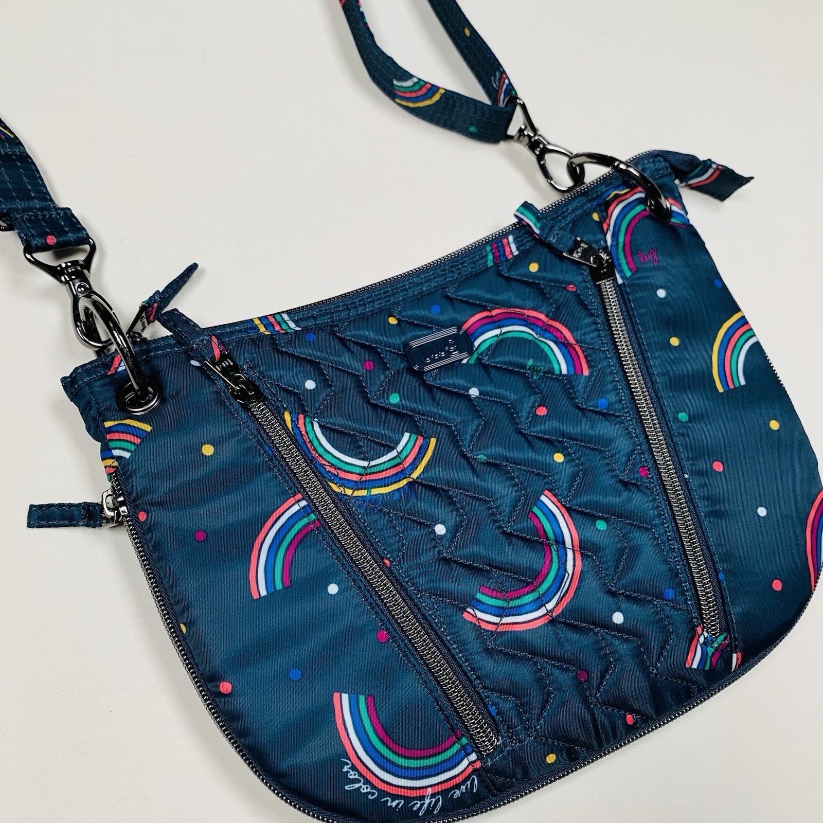 Lug Swivel Convertible Crossbody Shoulder Bag RFID Protection Rainbow ZipPockets