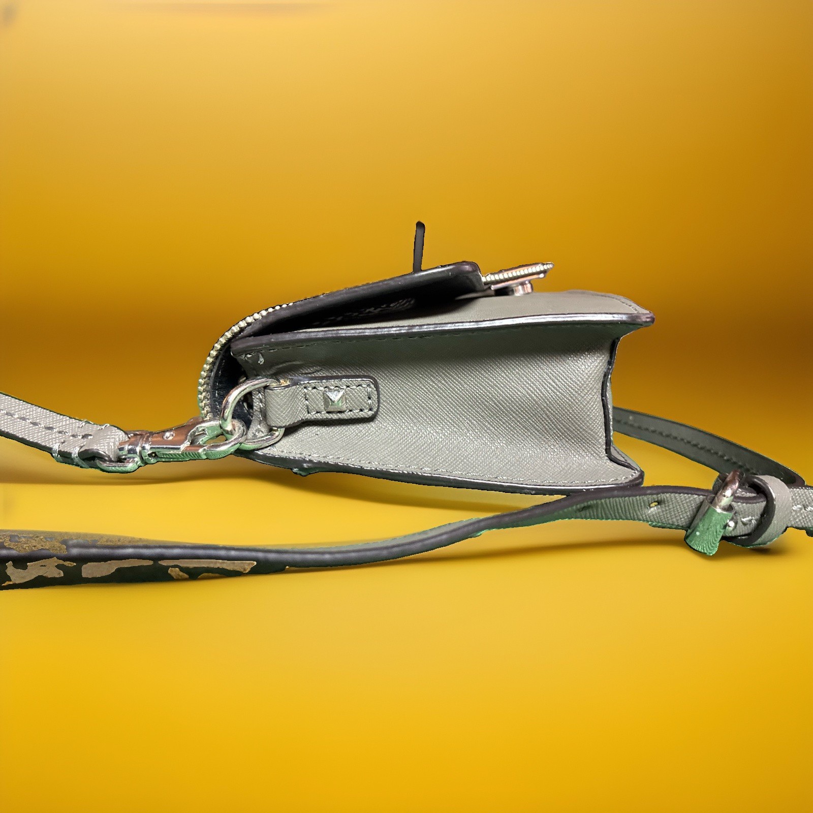 Rebecca Minkoff Avery Envelope Crossbody Bag Metallic Silver Gray Leather Purse