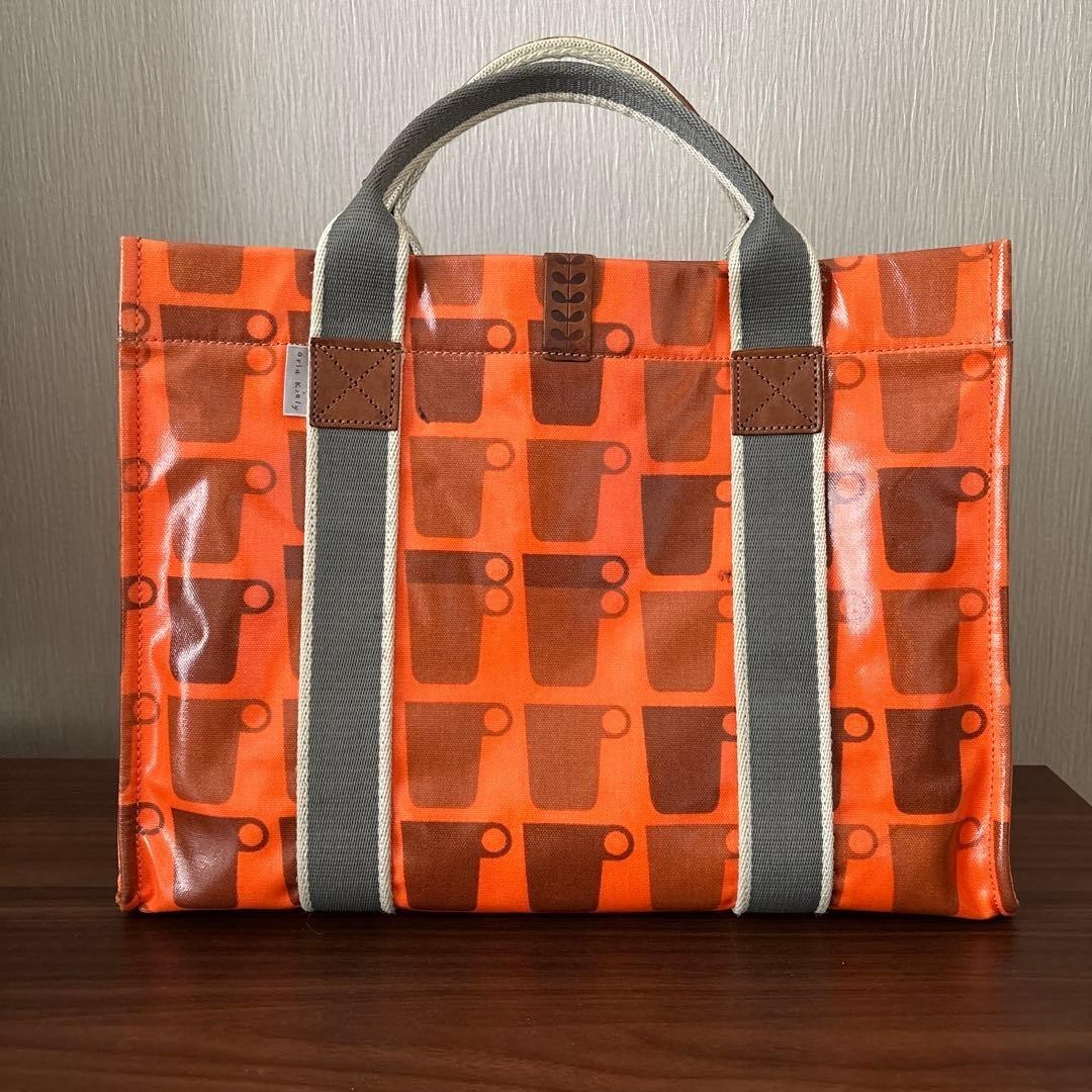 Orla Kiely Tote Handbag Coffee Cup Print Brown Orange W 38 cm H 30 cm D 13 cm JP
