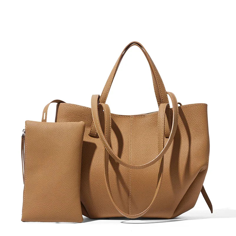 Top-Grain Cowhide Leather Large-Capacity Women’s Tote Bag, Versatile Minimalist