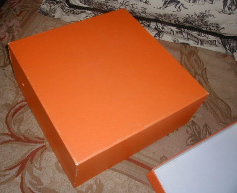 Hermes Paris Storage Box 38 36 15 cm Birkin Kelly Light Wear,Clean,Orange,empty