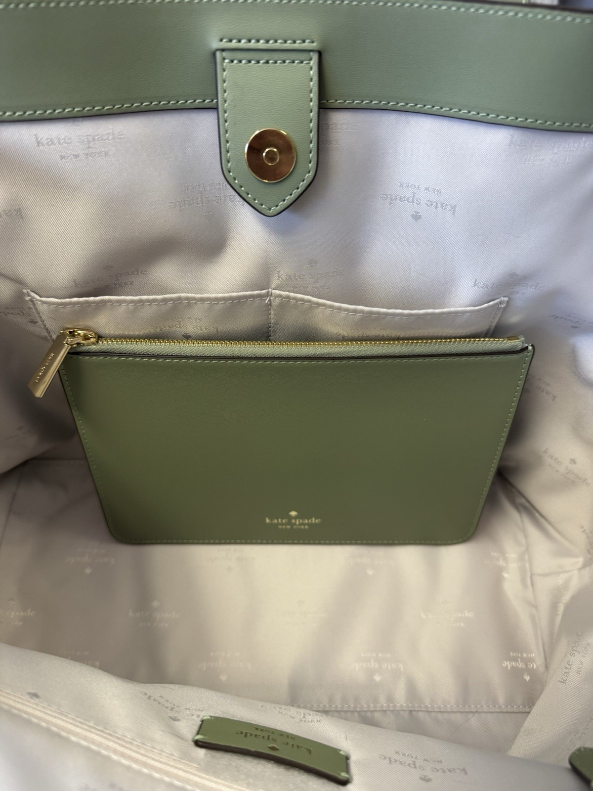 NWT Kate Spade KN624 Cece Pebbled Leather Large Tote Set Olive Multi Bag Purse
