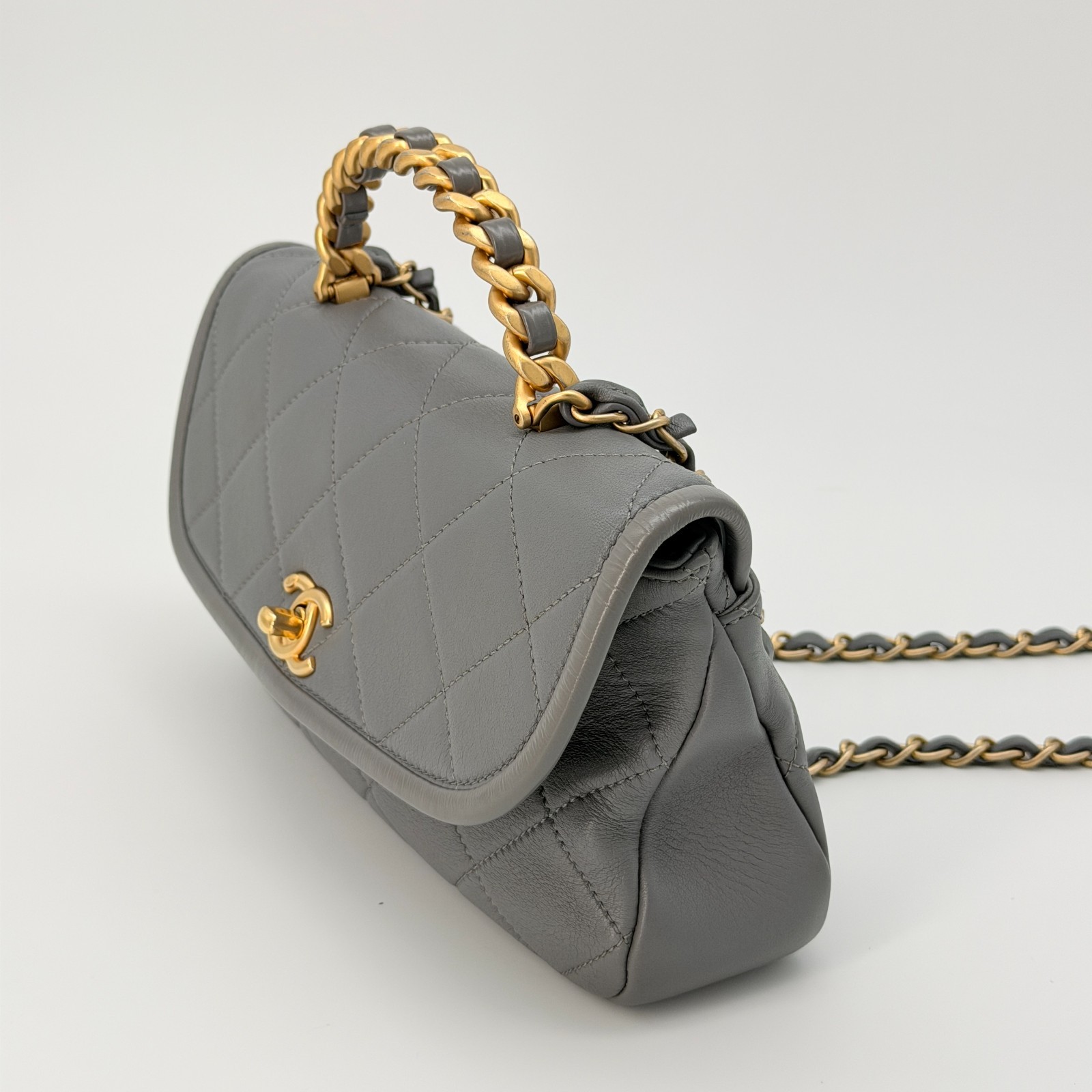 Chanel Lambskin Quilted Small La Parisienne Top Handle Flap Bag