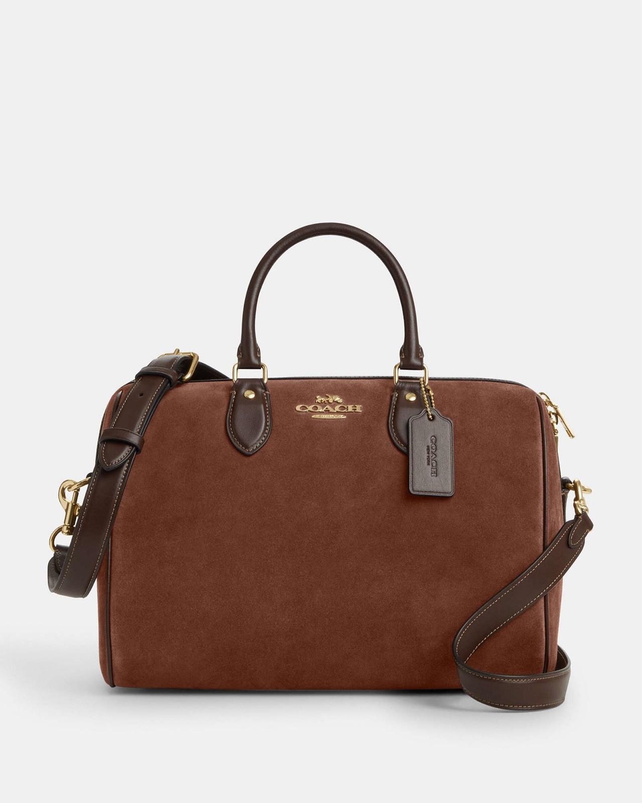 NWT Coach Rowan Suede Large Satchel Bag CCC79 Fall 2025 in Vintage Brown