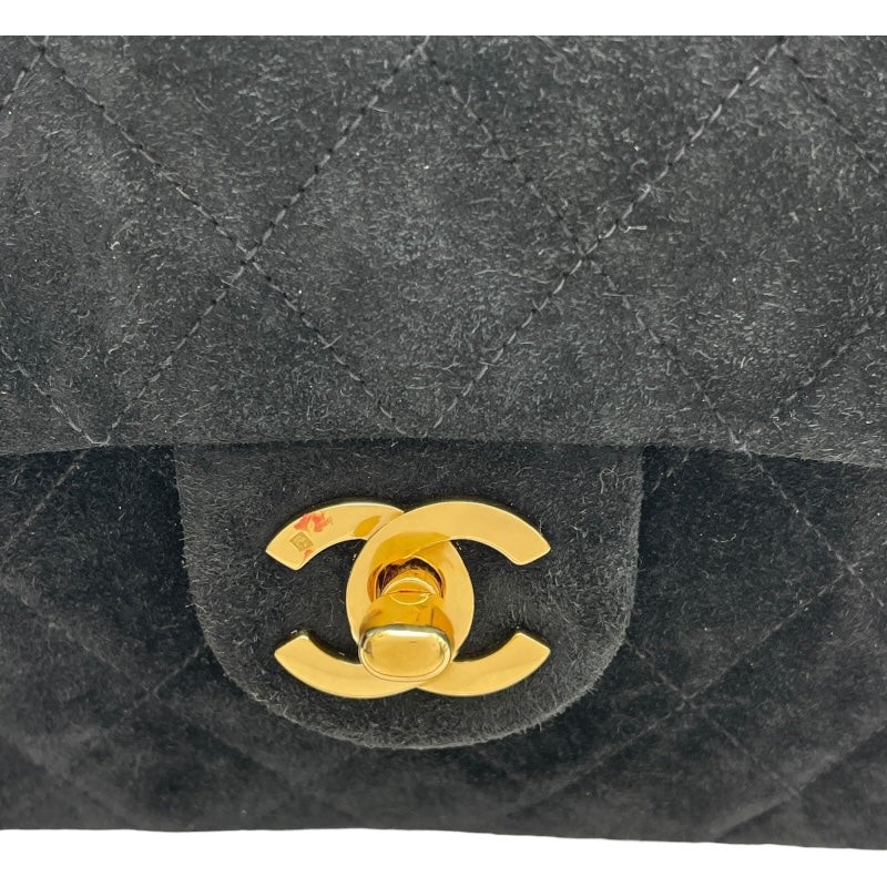 CHANEL Mini Matelassé 18 Black Suede Shoulder Bag #OKB1336