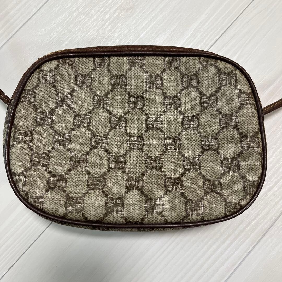 Gucci Vintage GG Plus Web Stripe Small Brown Shoulder Bag Made in Italy