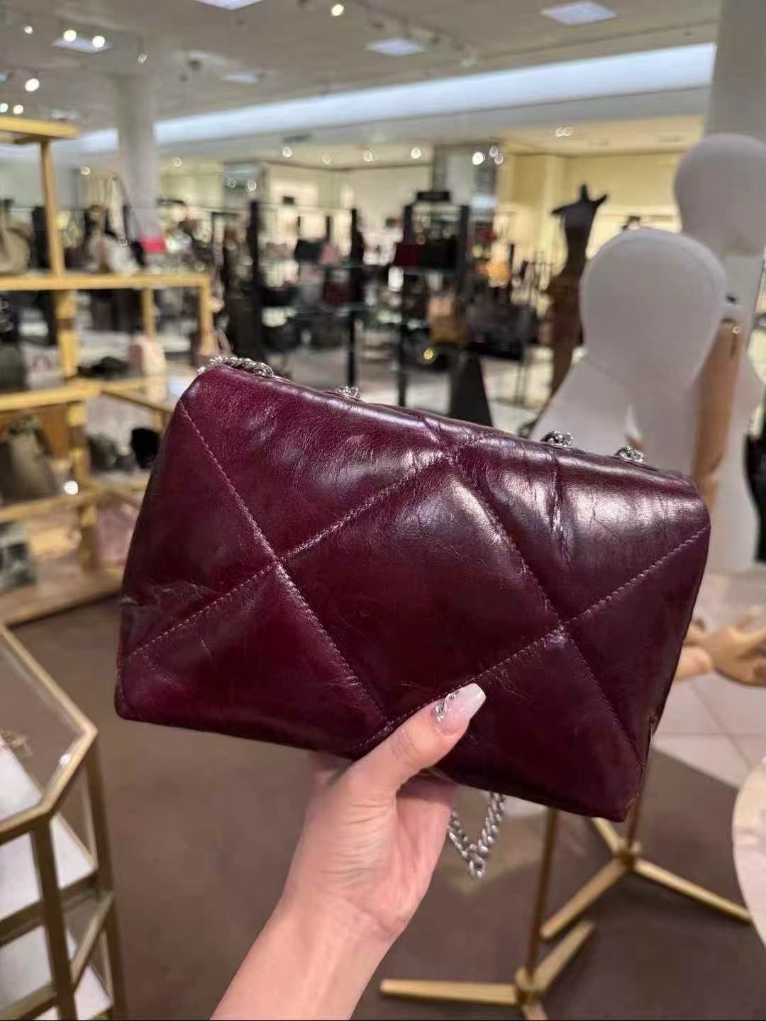NWT Tory Burch Small Kira Diamond Quilted Convertible Dark Carmine Shoulder Bag