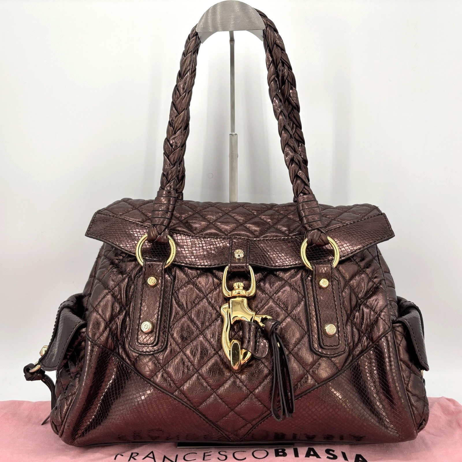 FRANCESCO BIASIA Handbag Tote Secret Love Quilted Y2K Authentic From Japan
