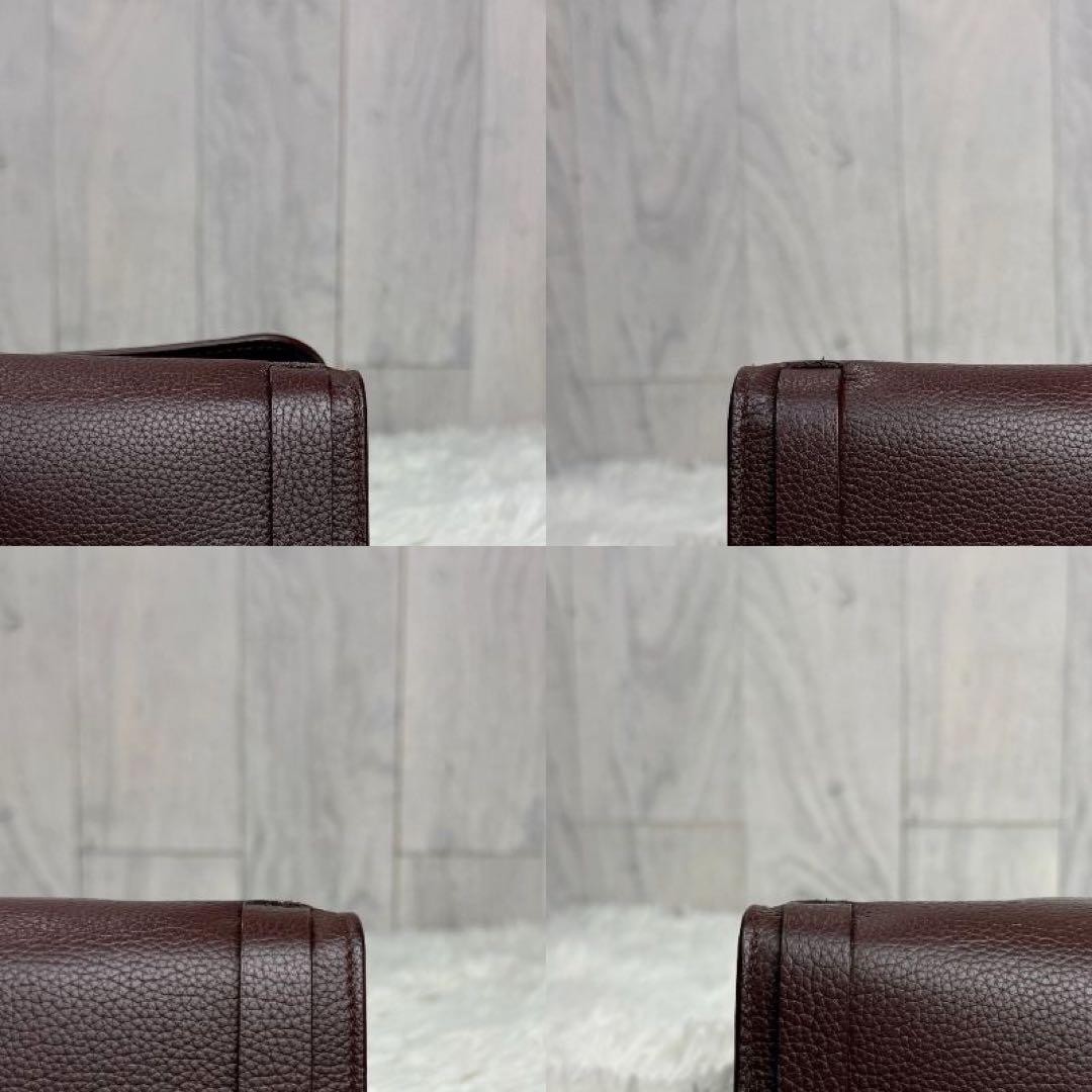 IL BISONTE Brown Leather Shoulder Bag Recent Model Japan Excellent 0712568