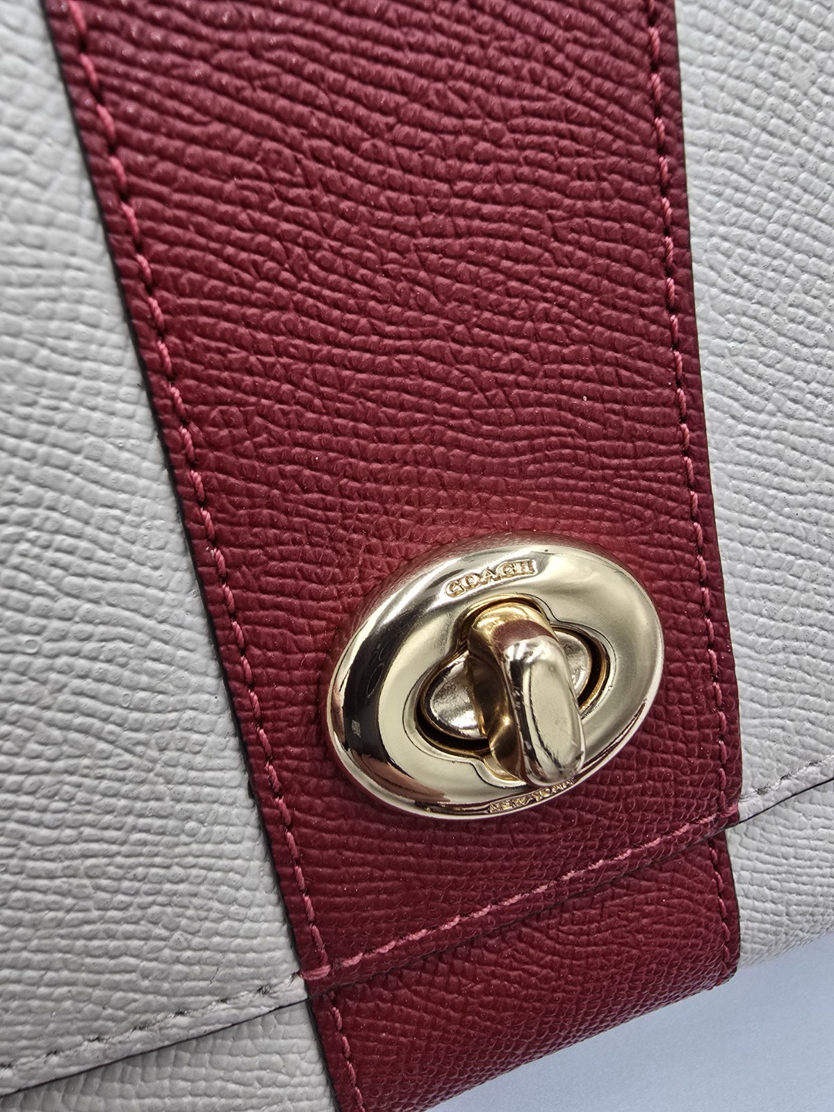 COACH C1435 Red White Tilly Top Handle Crossgrain Satchel Crossbody Gold Trnlock