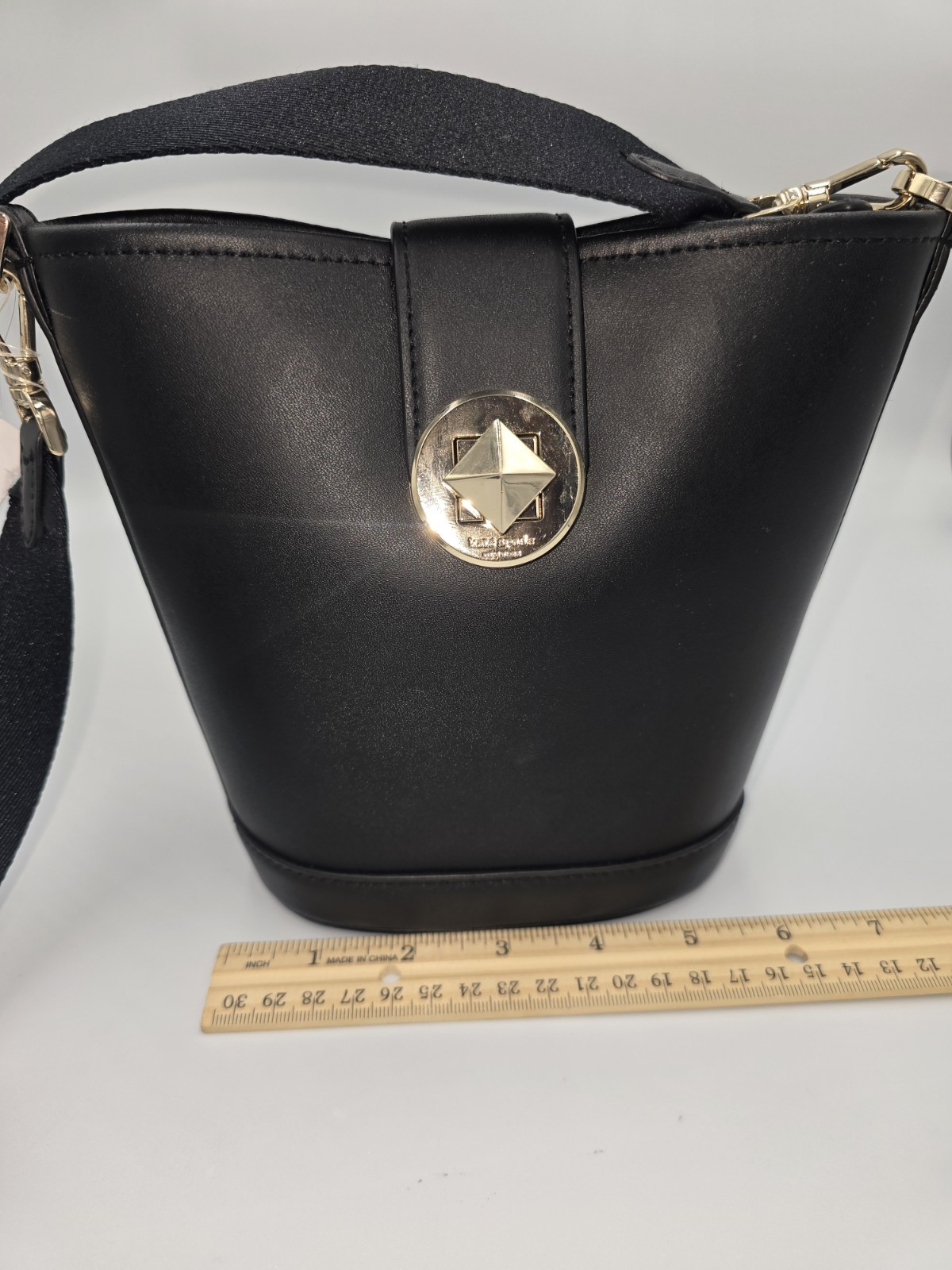 KATE SPADE Black Leather Audrey Mini Bucket Crossbody Bag K8103 New