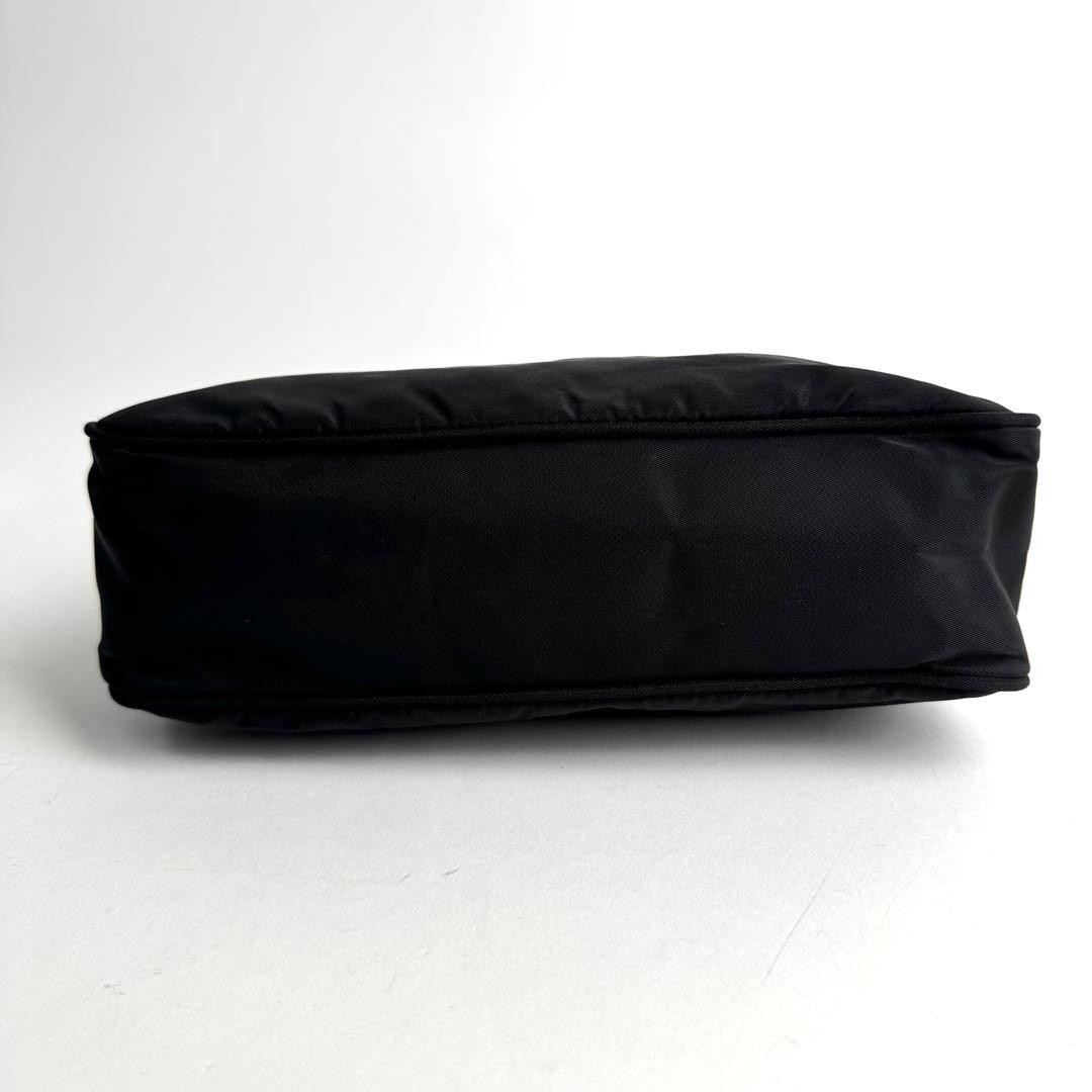 Prada Triangle One Shoulder Bag Nylon Black Used Authentic