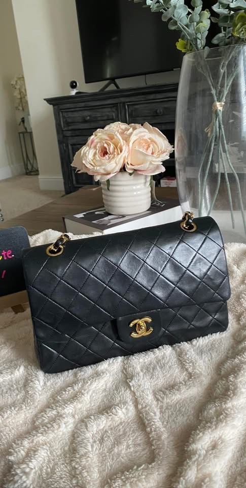 Chanel Vintage Classic Double Flap Bag Quilted Lambskin Medium