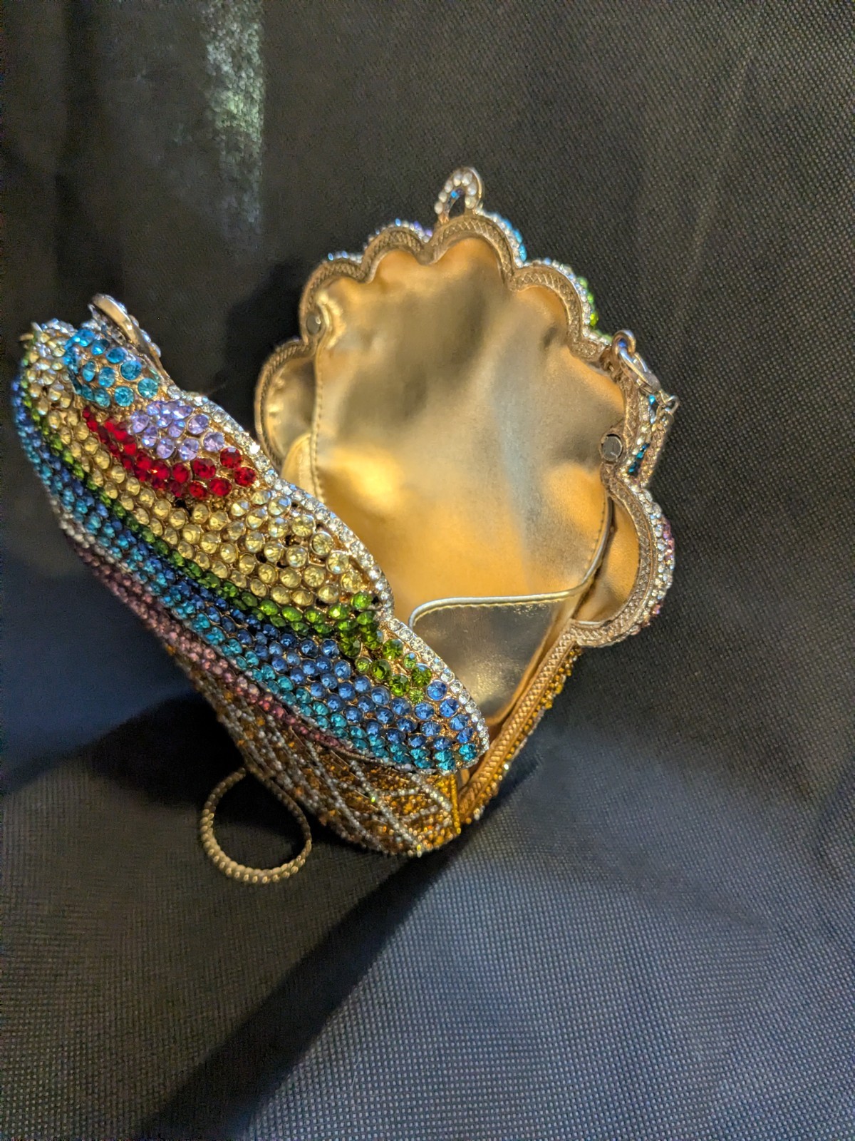 Natasha Couture Crossbody Crystal Cup Cake Green Pink Blue Amber Purse Bag New