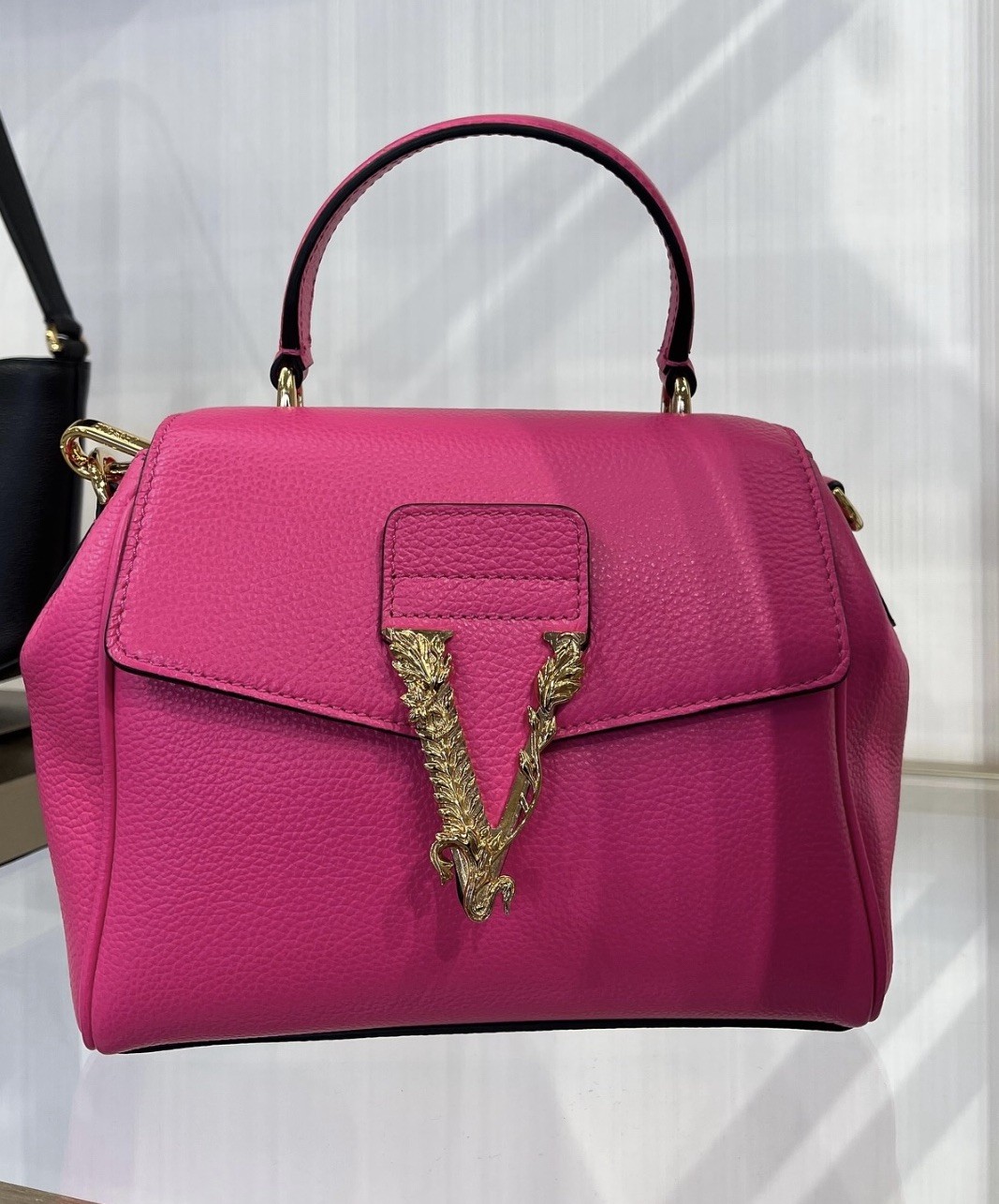 Versace Virtus Grainy Calf Small Pink Top Handle Bag 1015556 IT NWT $2100