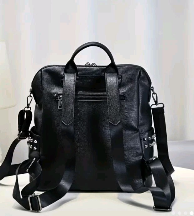 Gothic Metal Skull Black Backpack PVC W/embossed Skulls Medium Adjustable