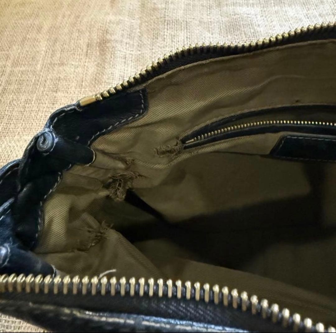 Chloe Marcie Black Leather Shoulder Bag Large Elegant Preowned 35x28x12cm Auth