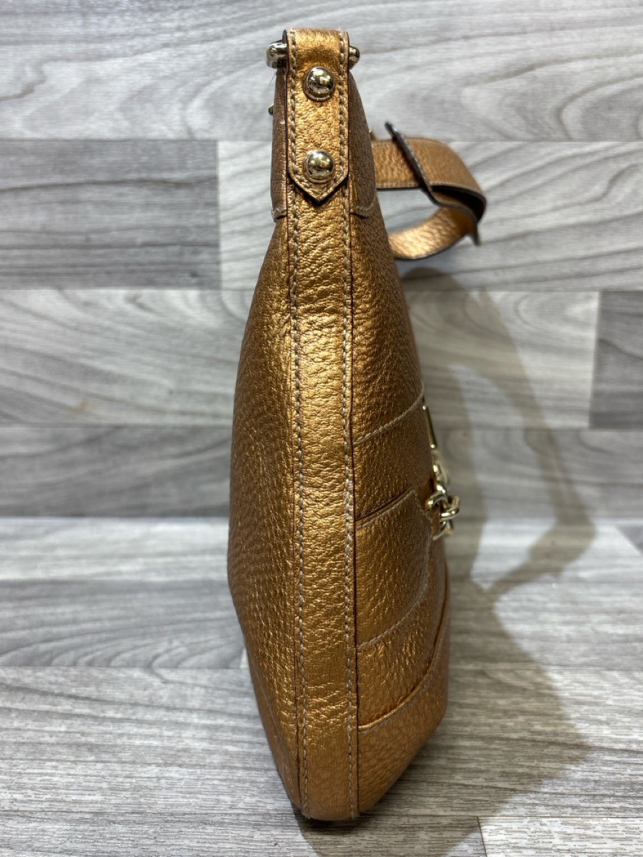 Gucci Gold Leather Horsebit Hobo Shoulder Bag (A1D000787)