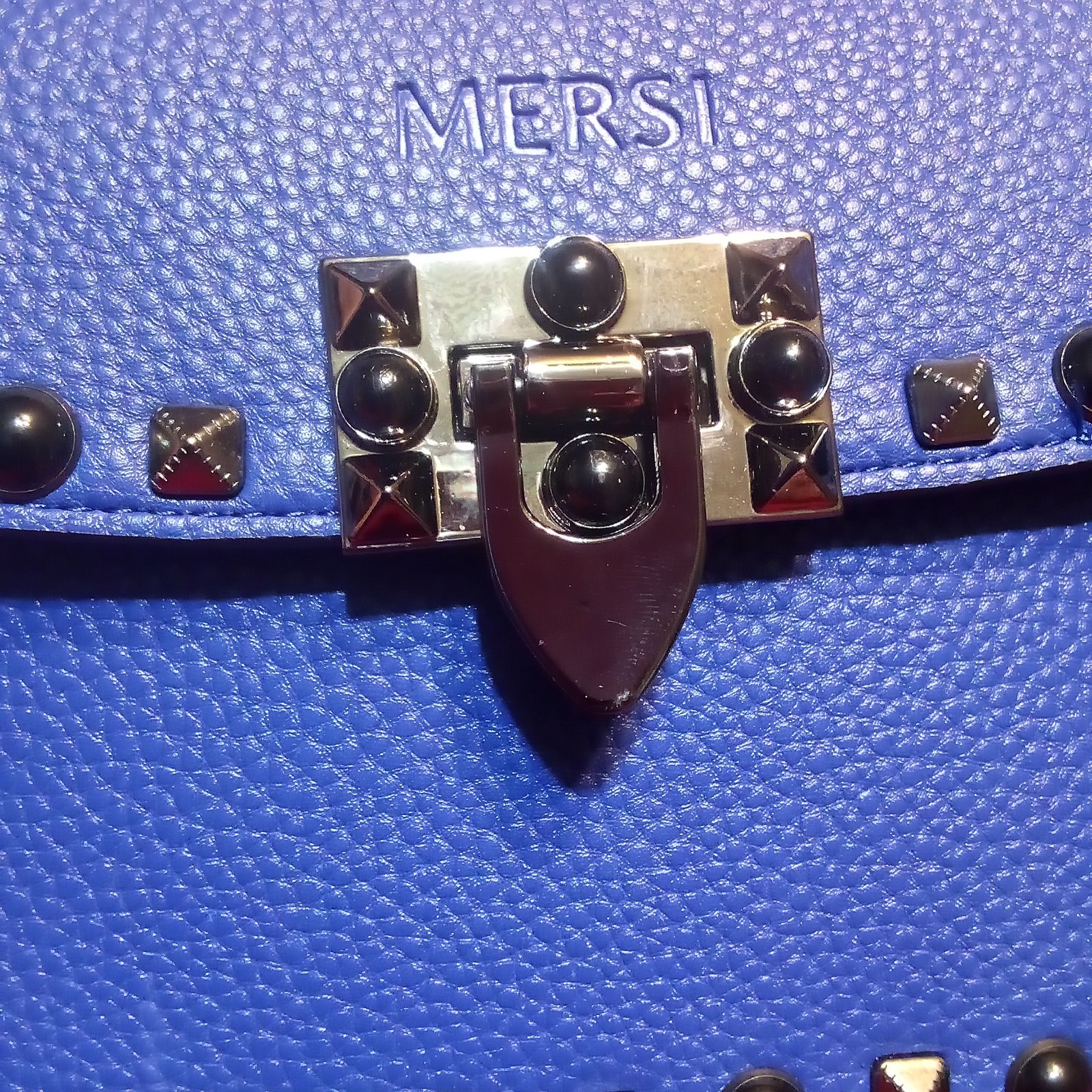 NEW NWT Women’s MERSI Designer Blue w/Studs Adjustable 2 Straps Crossbody Bag