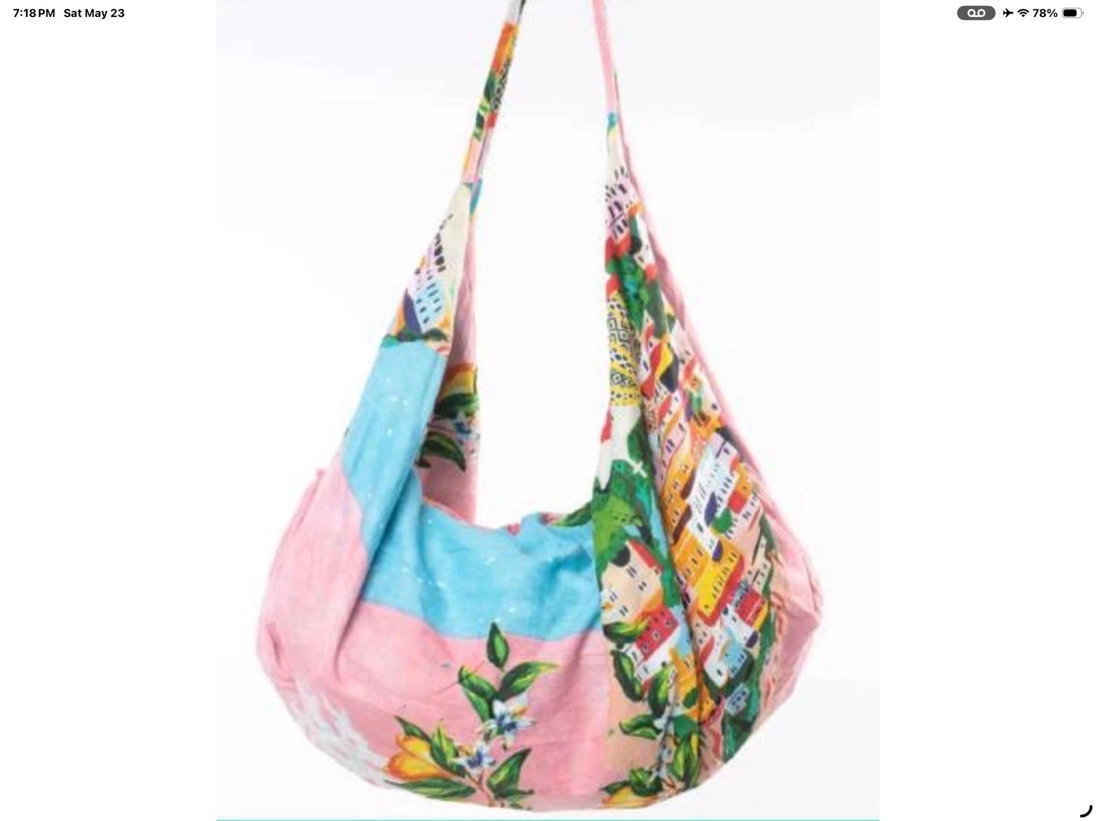 ANTICA SARTORIA 2025 PINK& BLUE FLOWERS BANANA/ HOBO/PURSE/BEACH BAG NWT