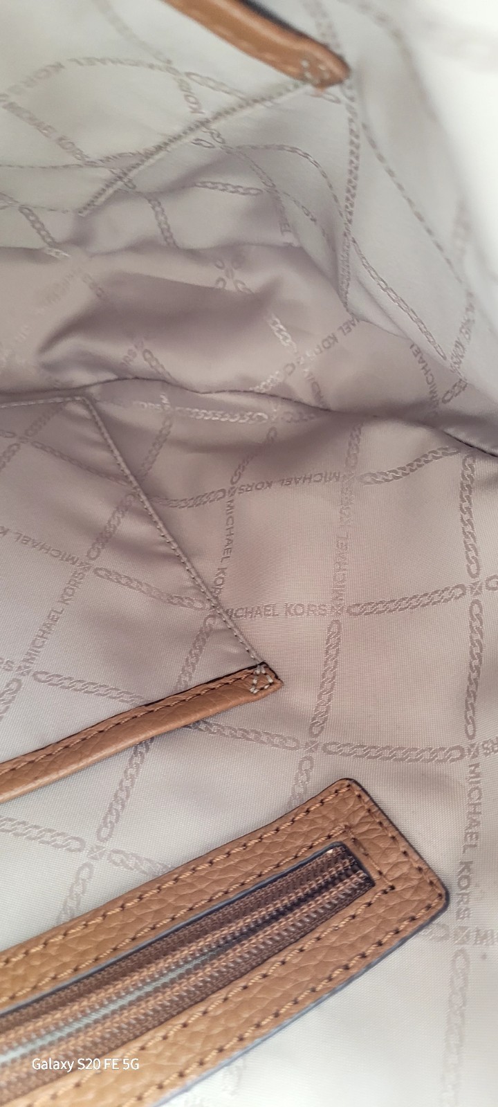 Michael Kors Signature Crescent Hobo Shoulder Bag Brown Luggage Gold Hardware