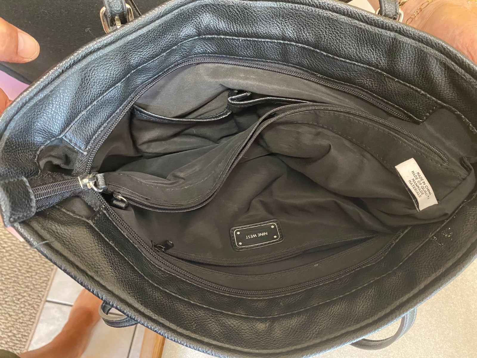 Nine West Black And Gray Striped Shoulder Bag
