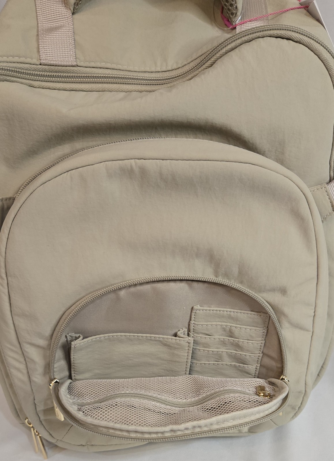 NWT Isaac Mizrahi Beige Designer Backpack With Insulated Pocket