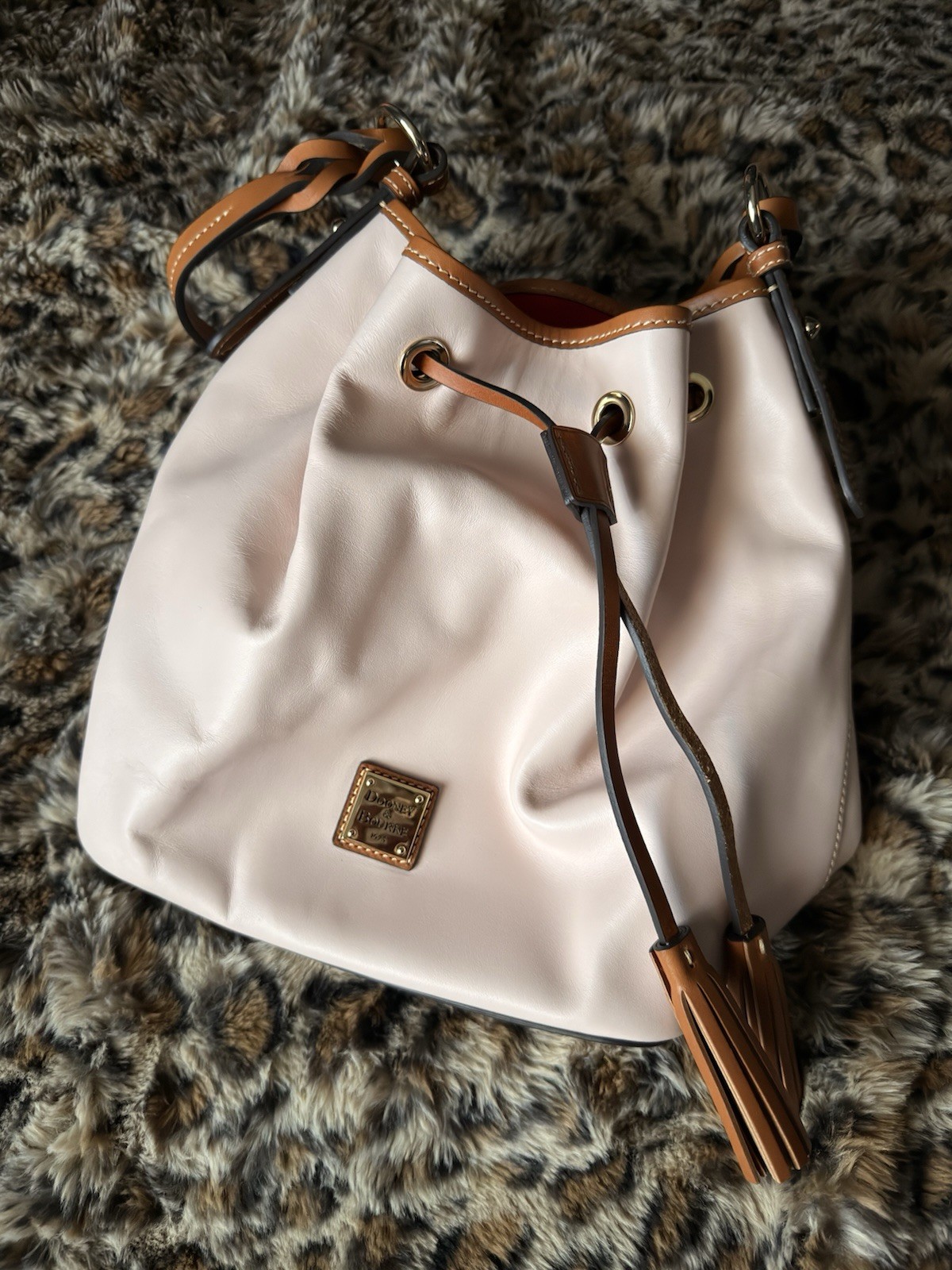 Dooney & Bourke Blush Pink Tasha Drawstring Bucket Bag Wexford Leather