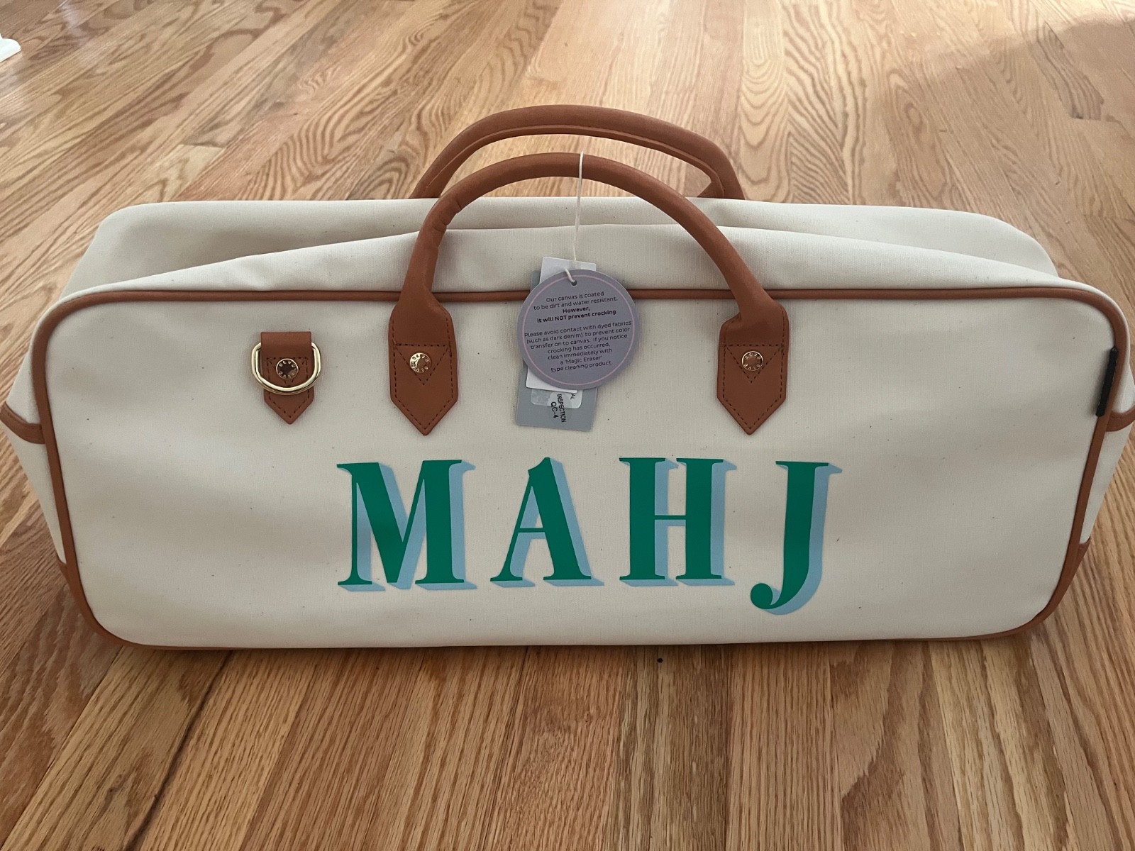 Boulevard Margo Coated Canvas Natural Mahjong Bag Travel Case New with Tags