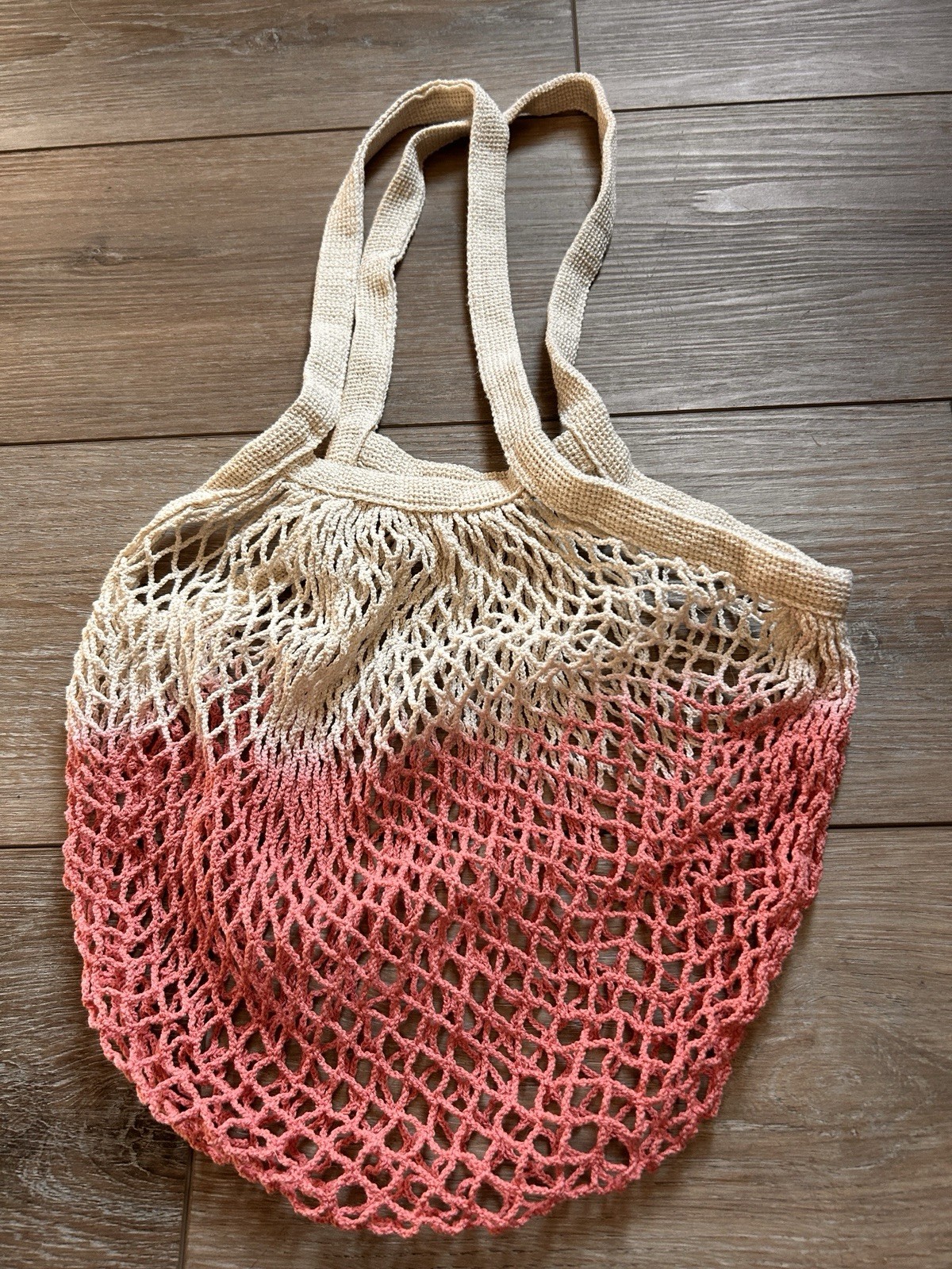 Mesh Farmers Market Tote Bag with Pink Gradient Design