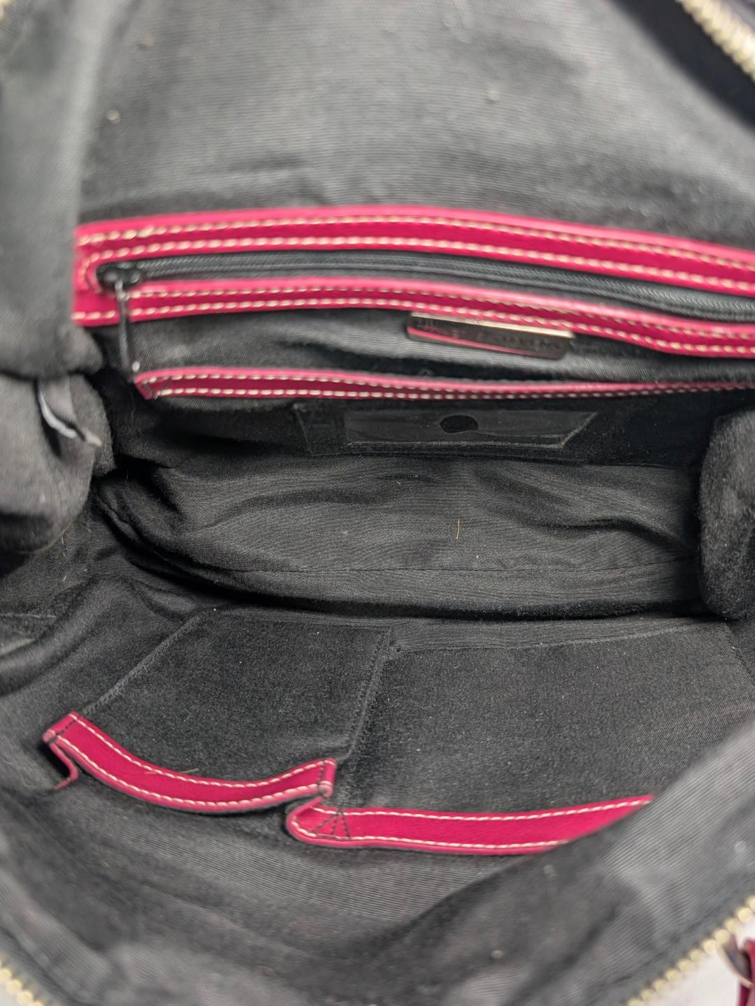 Valerie Stevens Y2K Black White Tweed Plaid Pink Faux Leather 2-Way Satchel